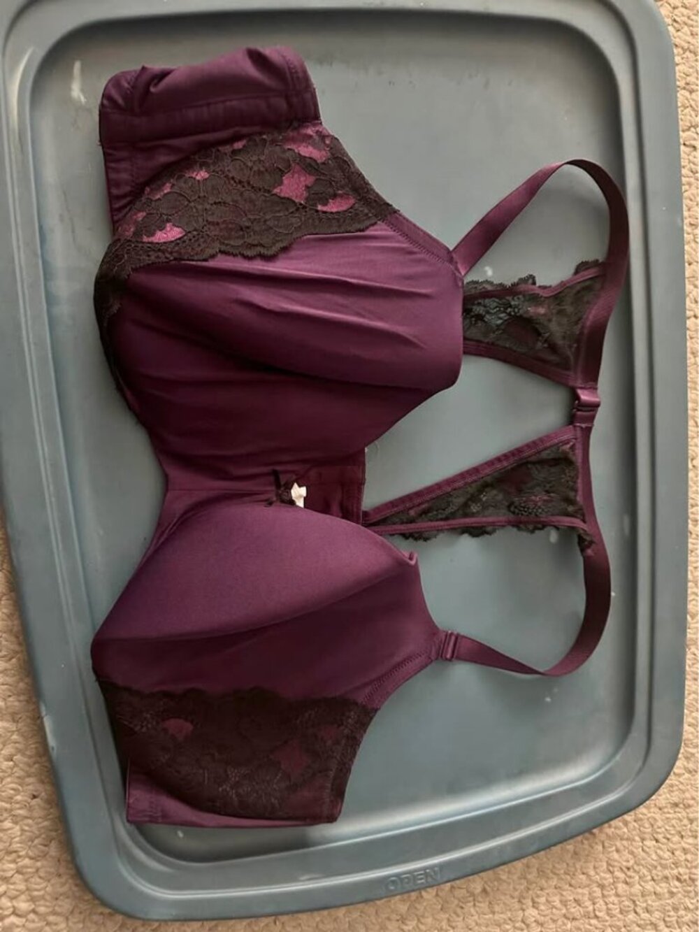 Cacique Burgundy Lace Full Coverage Bra – Size 48DD